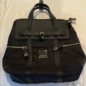 EUC Henri Bendel Black Duffel Bag with Metal Accents